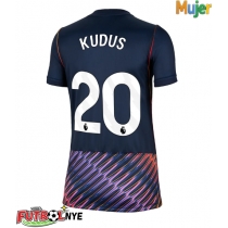 Camiseta Tottenham Hotspur Mohammed Kudus #20 Visitante Equipación para mujer 2026-27 manga corta